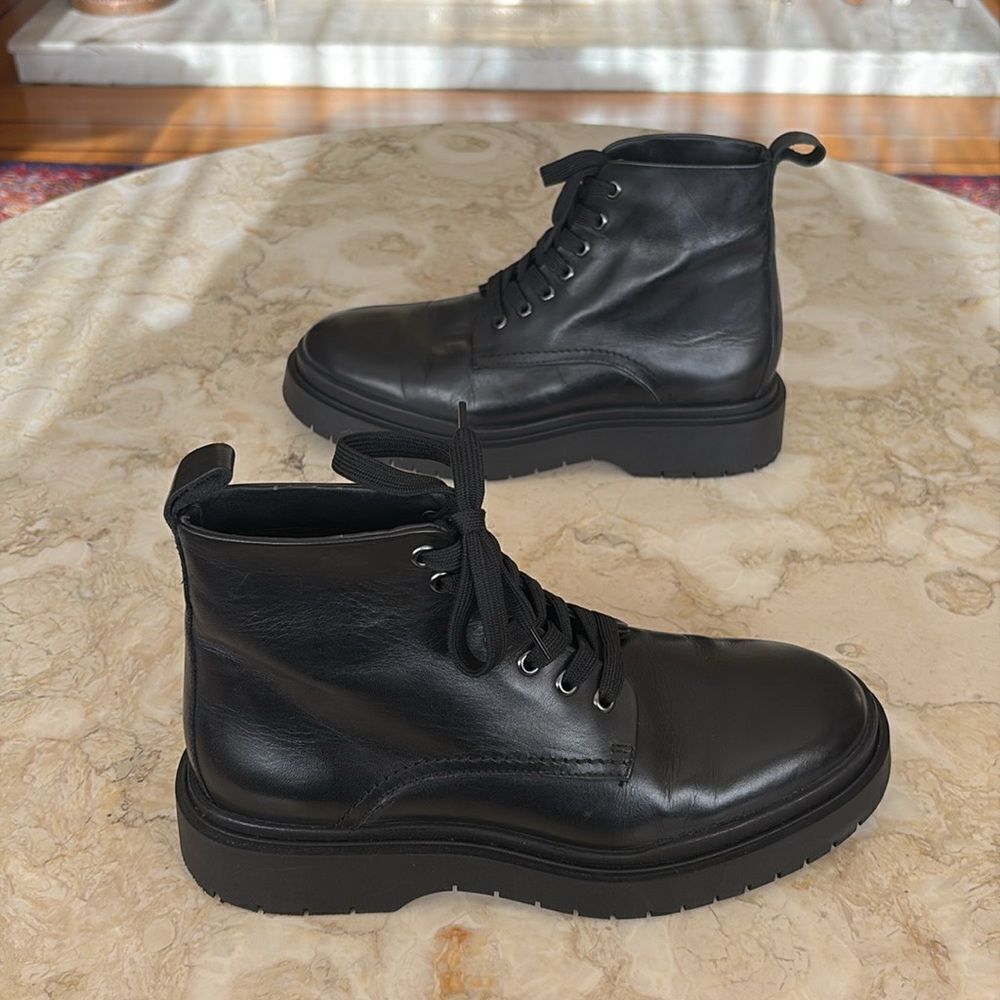 Zara Vegan Leather Chunky Lace Up Boots - Picture 7 of 12